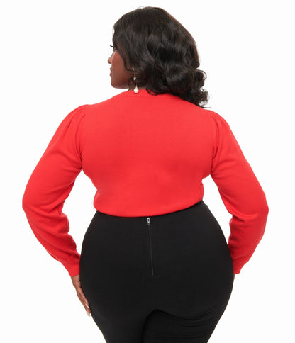 Disney Valentine Collection by Unique Vintage Plus Size Red Cupid Mickey Embroidered Sweater - Unique Vintage - Womens, TOPS
