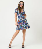 Disney Villains Collection by Unique Vintage Villain Print Flare Dress - Unique Vintage - Womens, DRESSES, FIT AND FLARE