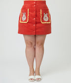 Disney Winnie the Pooh Collection by Smak Parlour Plus Size Red Embroidered Pocket Mini Skirt - Unique Vintage - Womens, BOTTOMS, SKIRTS