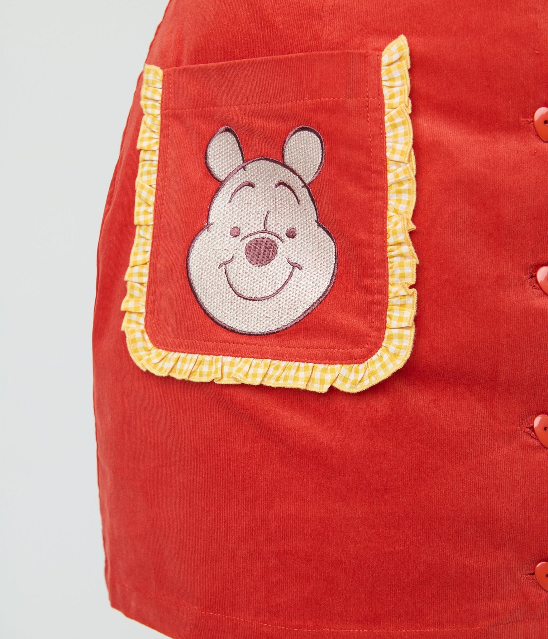 Disney Winnie the Pooh Collection by Smak Parlour Plus Size Red Embroidered Pocket Mini Skirt - Unique Vintage - Womens, BOTTOMS, SKIRTS