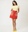 Disney Winnie the Pooh Collection by Smak Parlour Red Embroidered Pocket Mini Skirt