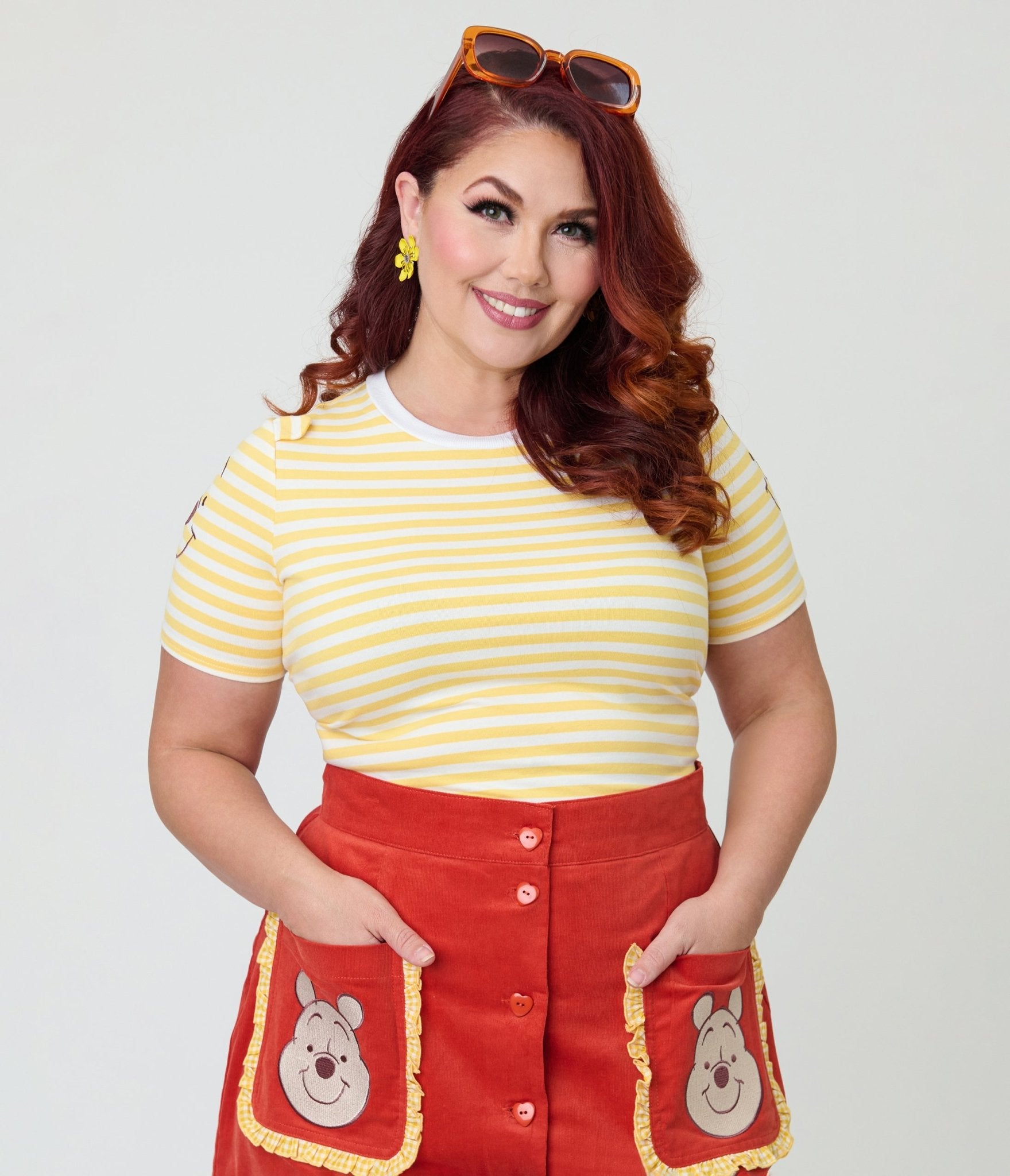 Disney Winnie the Pooh Collection by Unique Vintage Plus Size Yellow Stripe Back to Basics Top - Unique Vintage - Womens, TOPS, KNIT TOPS