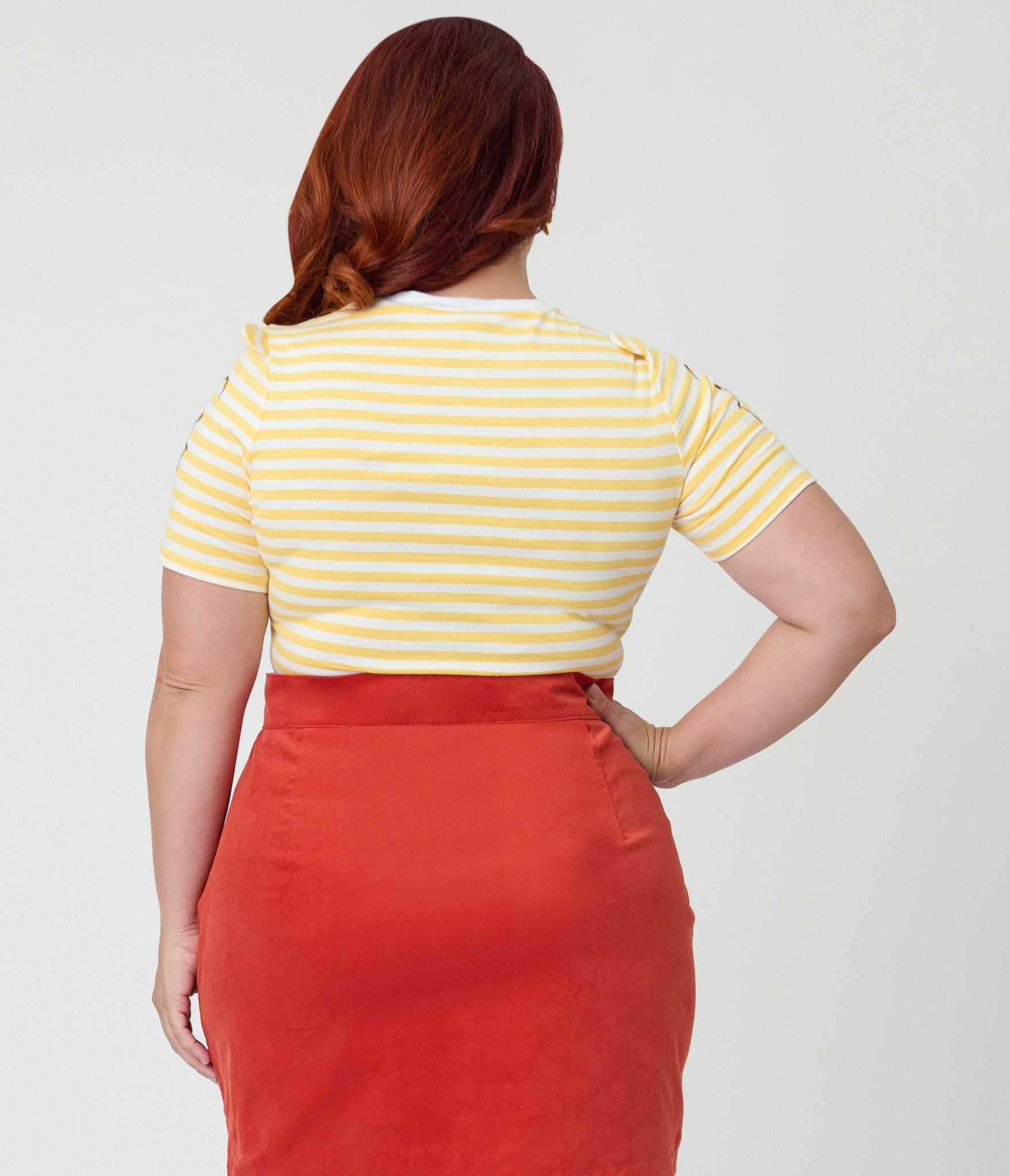 Disney Winnie the Pooh Collection by Unique Vintage Plus Size Yellow Stripe Back to Basics Top - Unique Vintage - Womens, TOPS, KNIT TOPS