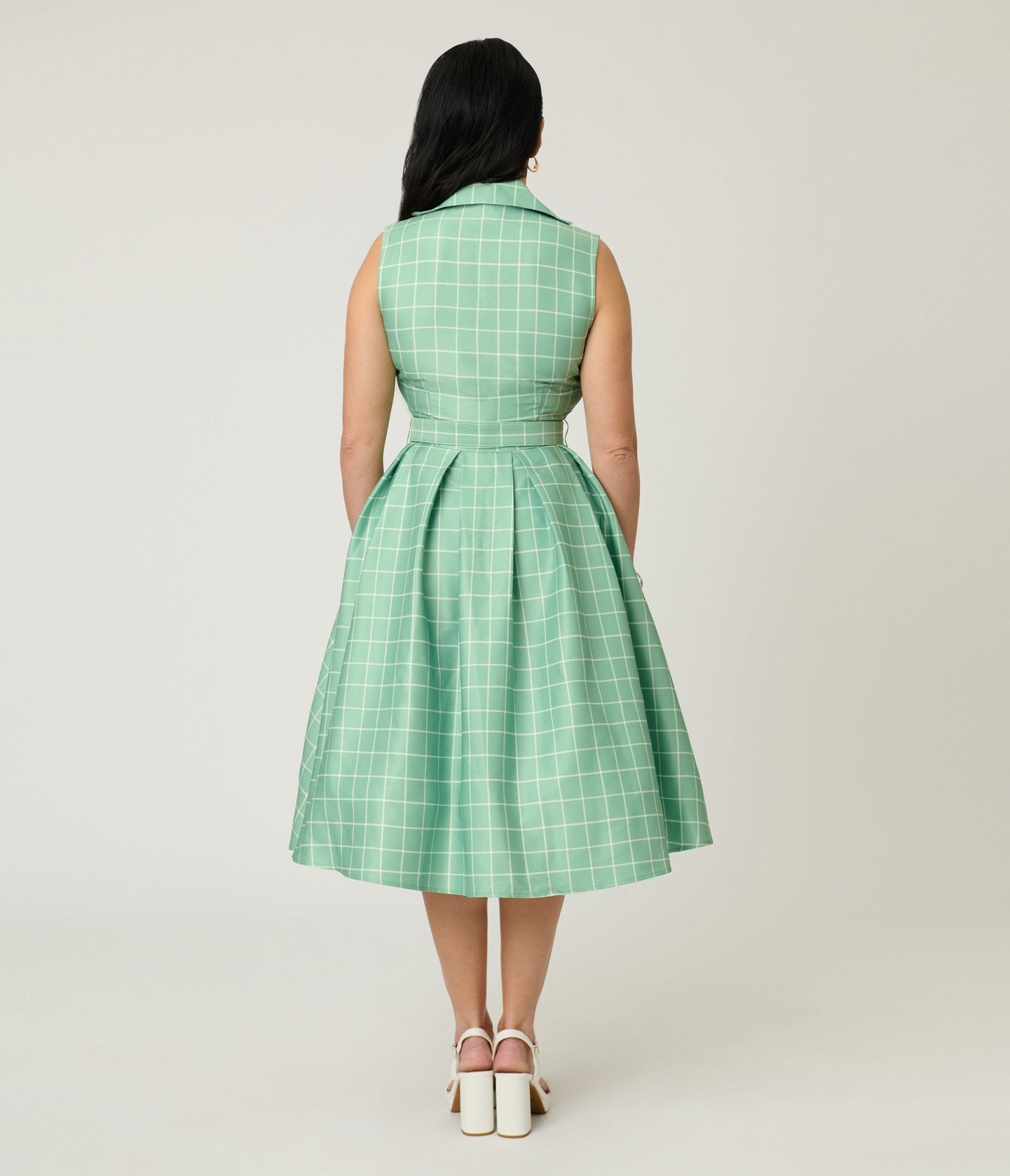 Disney Winnie the Pooh x Unique Vintage Green Plaid Edith Swing Dress Disney Winnie the Pooh x Unique Vintage Green Plaid Edith Swing Dress