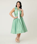 Disney Winnie the Pooh x Unique Vintage Green Plaid Edith Swing Dress - Unique Vintage - Womens, DRESSES, SWING