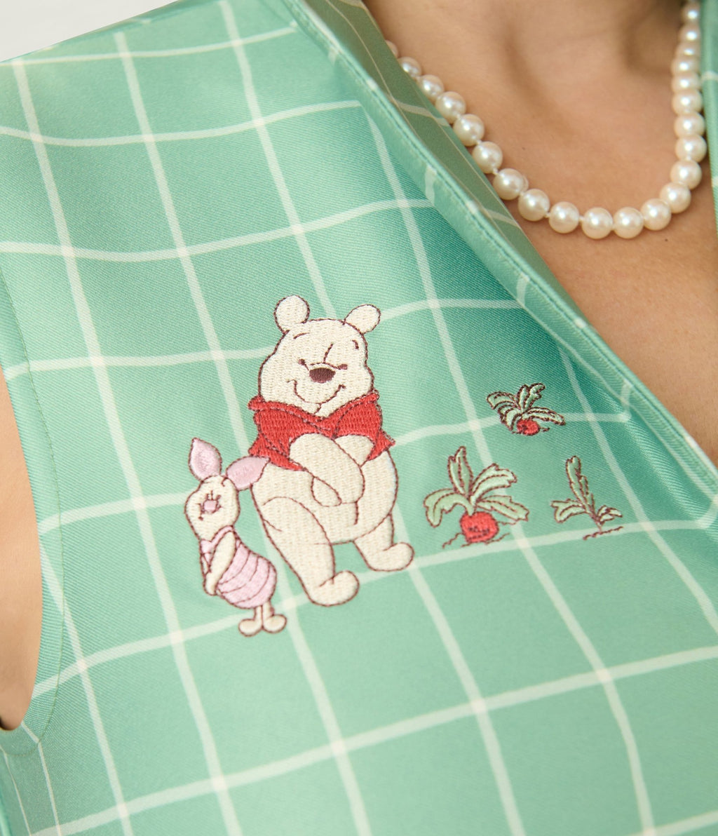 Disney Winnie the Pooh x Unique Vintage Green Plaid Edith Swing Dress - Unique Vintage - Womens, DRESSES, SWING