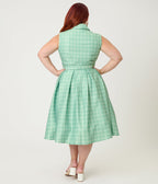 Disney Winnie the Pooh x Unique Vintage Plus Size Green Plaid Edith Swing Dress - Unique Vintage - Womens, DRESSES, SWING