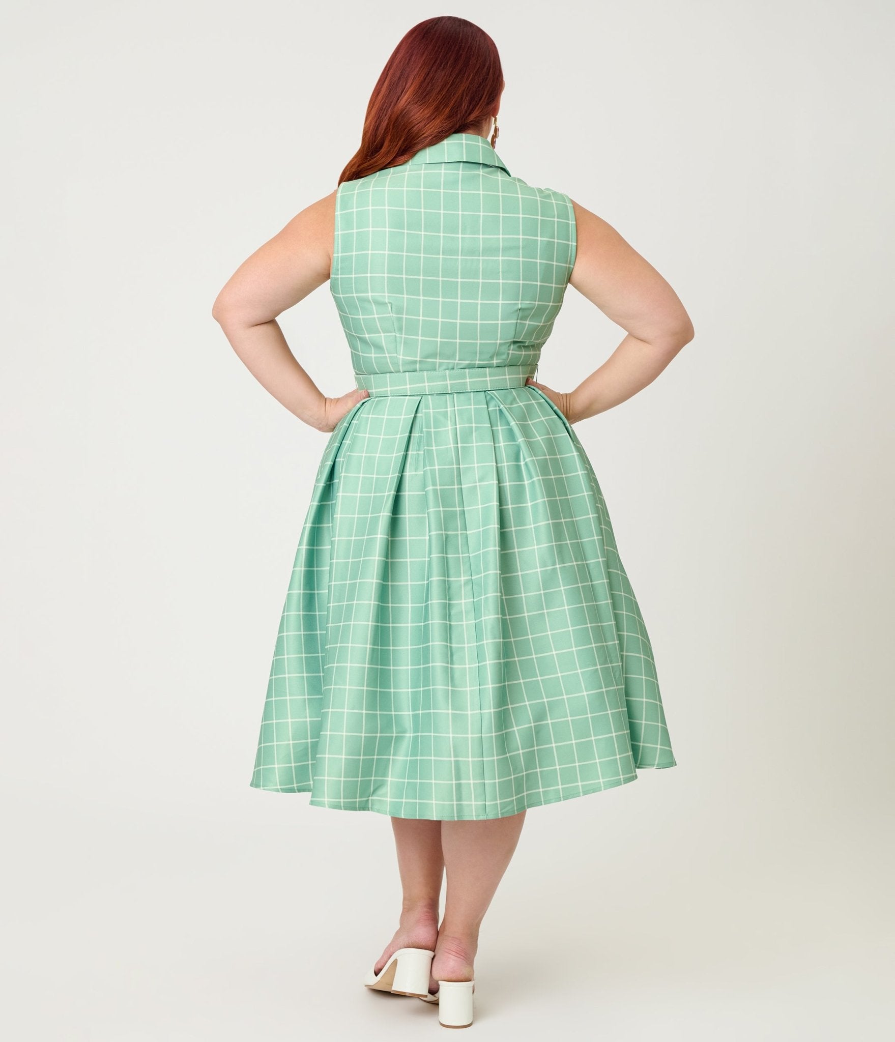 Disney Winnie the Pooh x Unique Vintage Plus Size Green Plaid Edith Swing Dress - Unique Vintage - Womens, DRESSES, SWING
