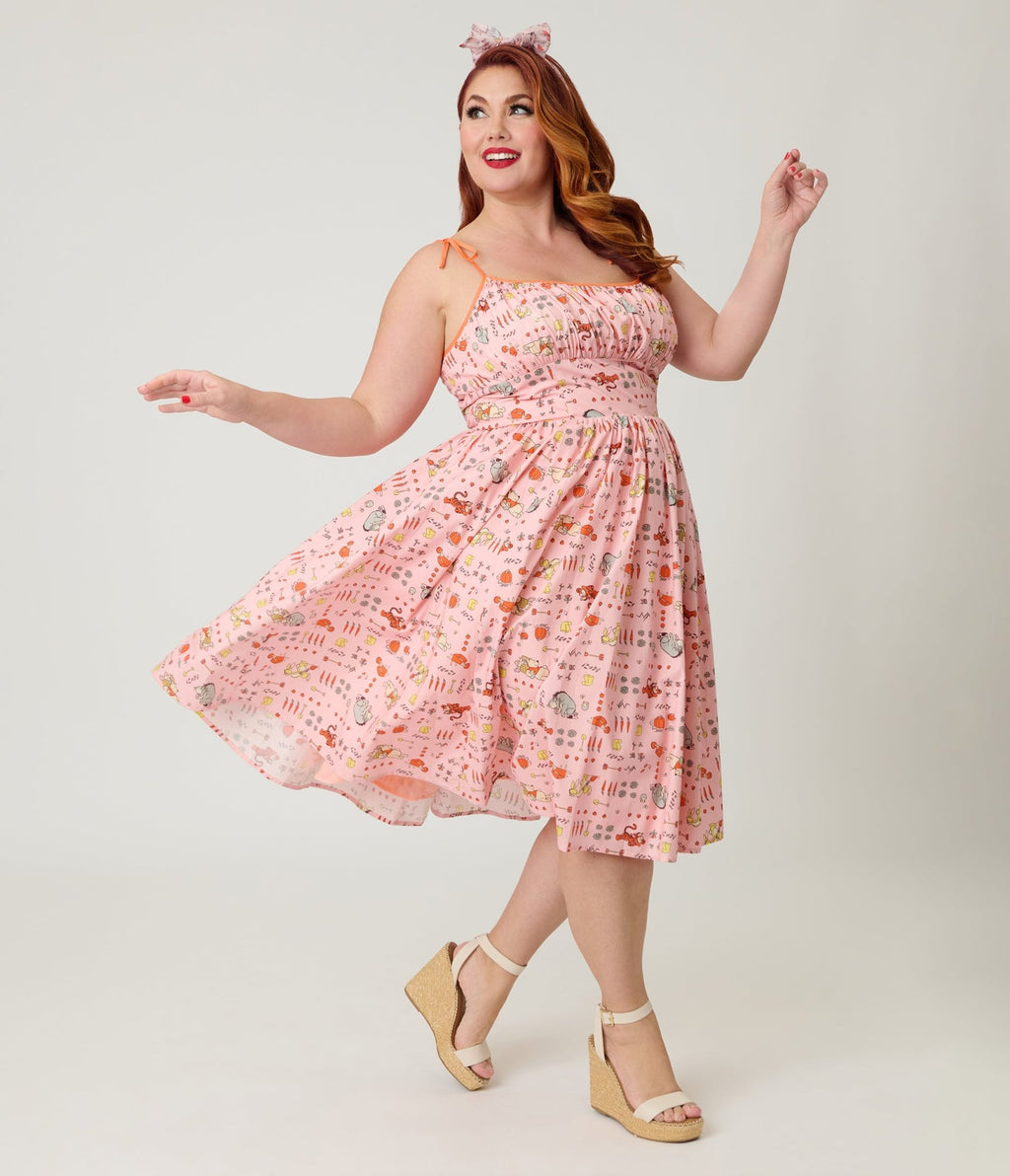 Disney Winnie the Pooh x Unique Vintage Plus Size Pooh Farm Cotton Swing Dress