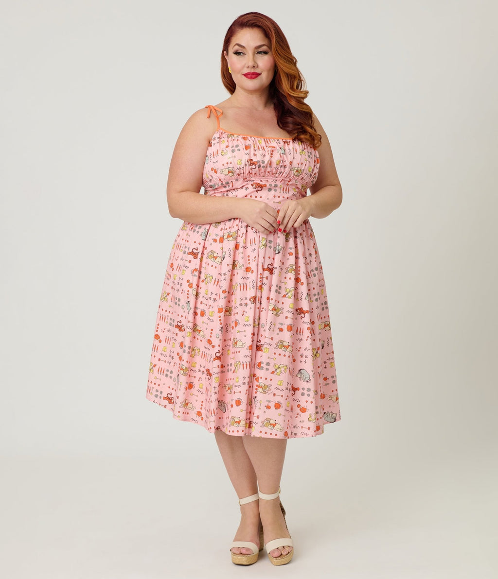 Disney Winnie the Pooh x Unique Vintage Plus Size Pooh Farm Cotton Swing Dress - Unique Vintage - Womens, DRESSES, SWING