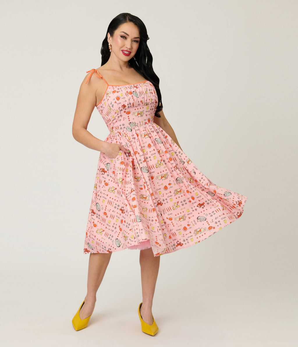 Disney Winnie the Pooh x Unique Vintage Pooh Farm Cotton Swing Dress - Unique Vintage - Womens, DRESSES, SWING
