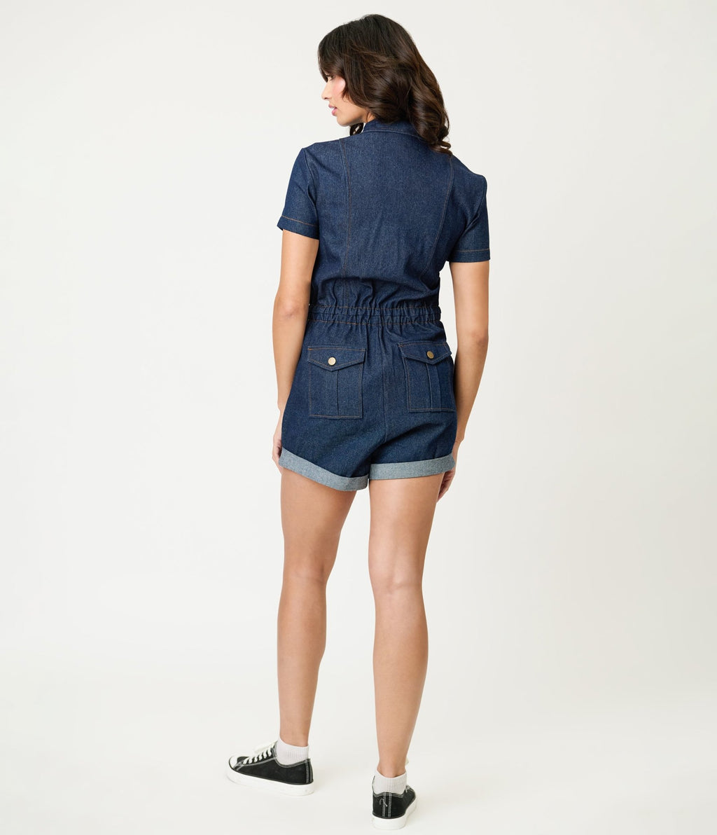 Disney Winnie the Pooh x Unique Vintage Tigger Denim Romper - Unique Vintage - Womens, BOTTOMS, ROMPERS AND JUMPSUITS