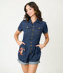Disney Winnie the Pooh x Unique Vintage Tigger Denim Romper