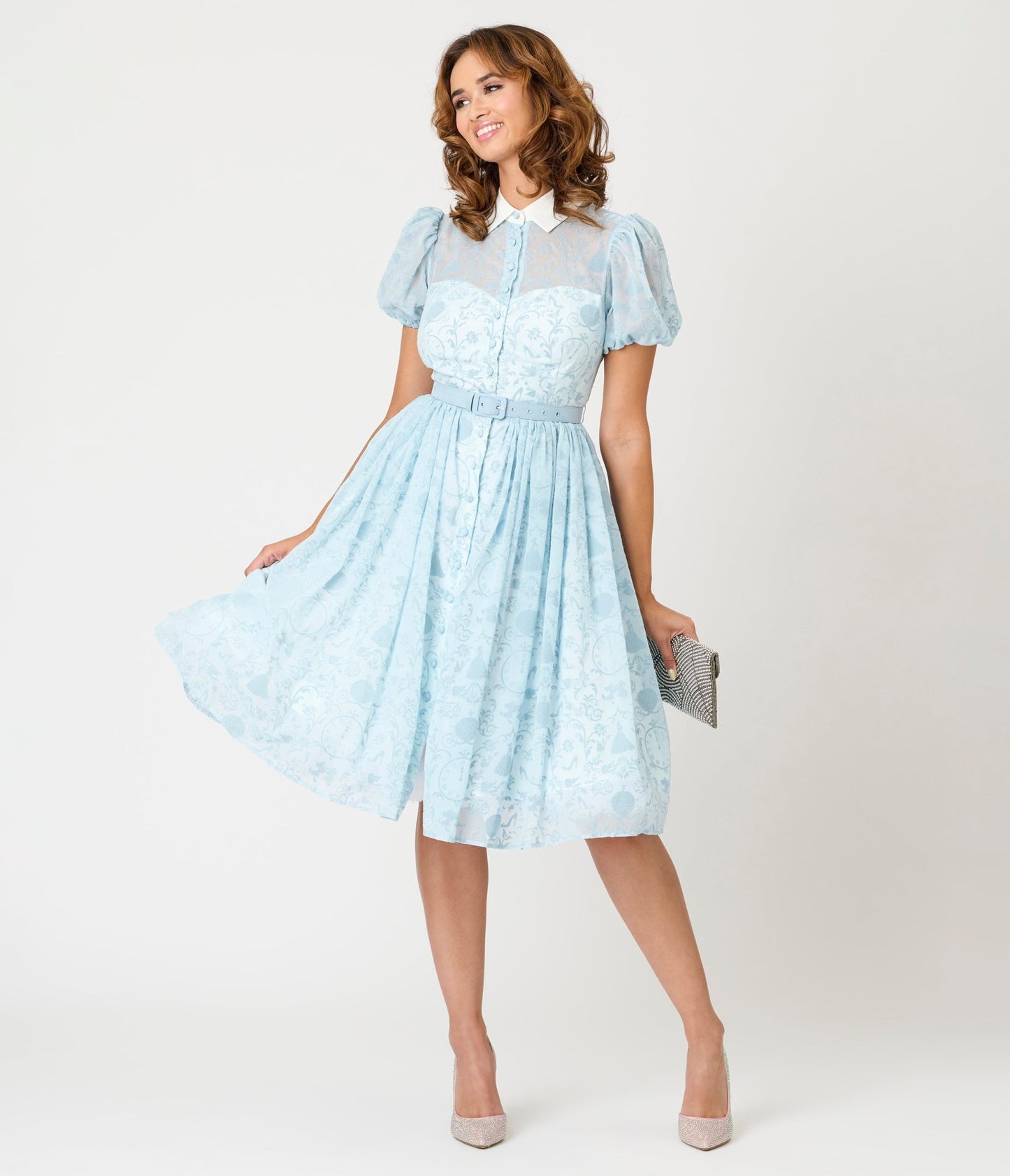 Disney Cinderella Collection by Unique Vintage The Clock Strikes Midnight Blue Swing Dress - Unique Vintage - Womens, DRESSES