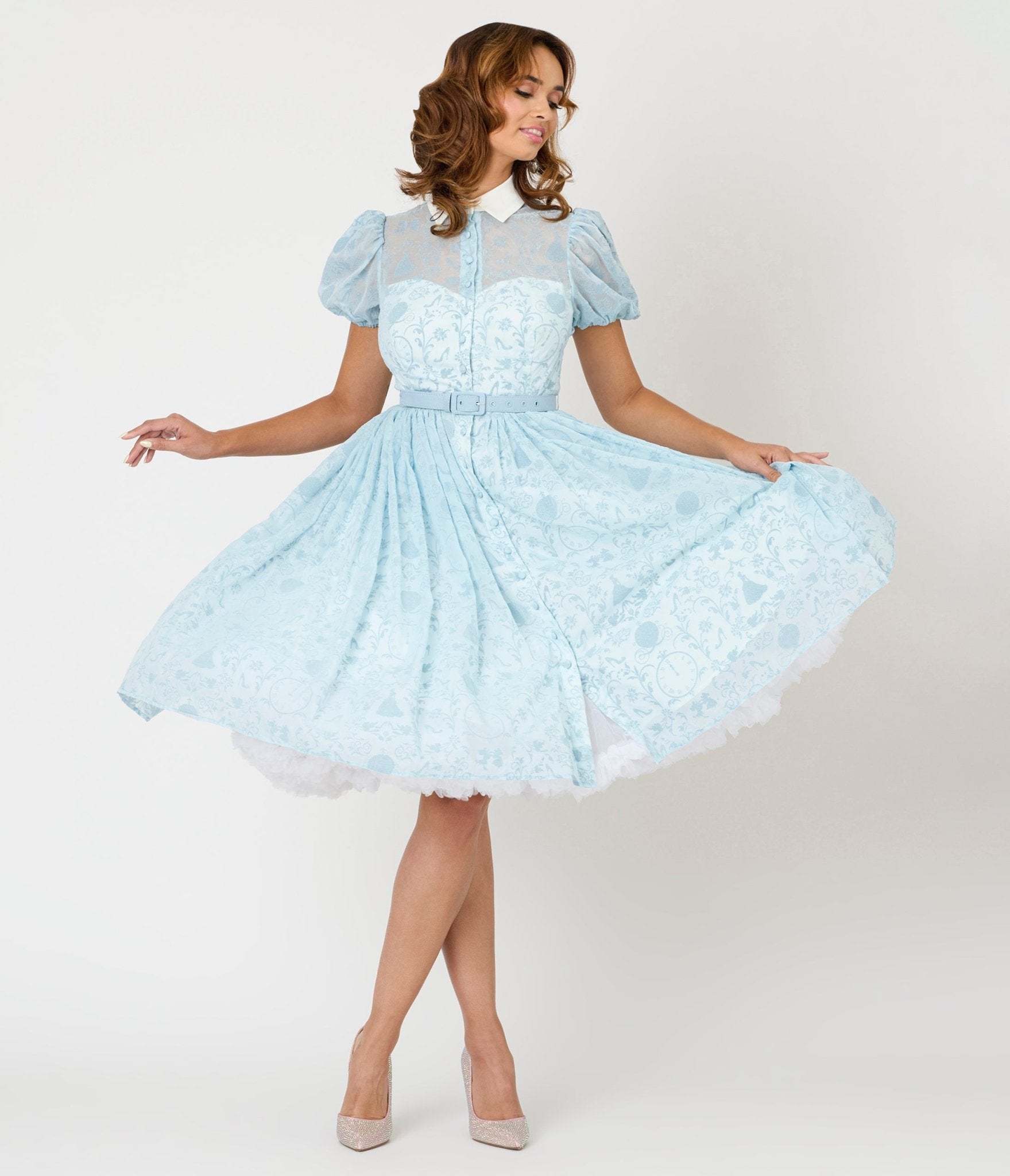 Disney Cinderella Collection by Unique Vintage The Clock Strikes Midnight Blue Swing Dress - Unique Vintage - Womens, DRESSES