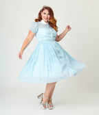 Disney's Cinderella Collection by Unique Vintage Plus Clock Strikes Midnight Blue Swing Dress - Unique Vintage - Womens DRESS