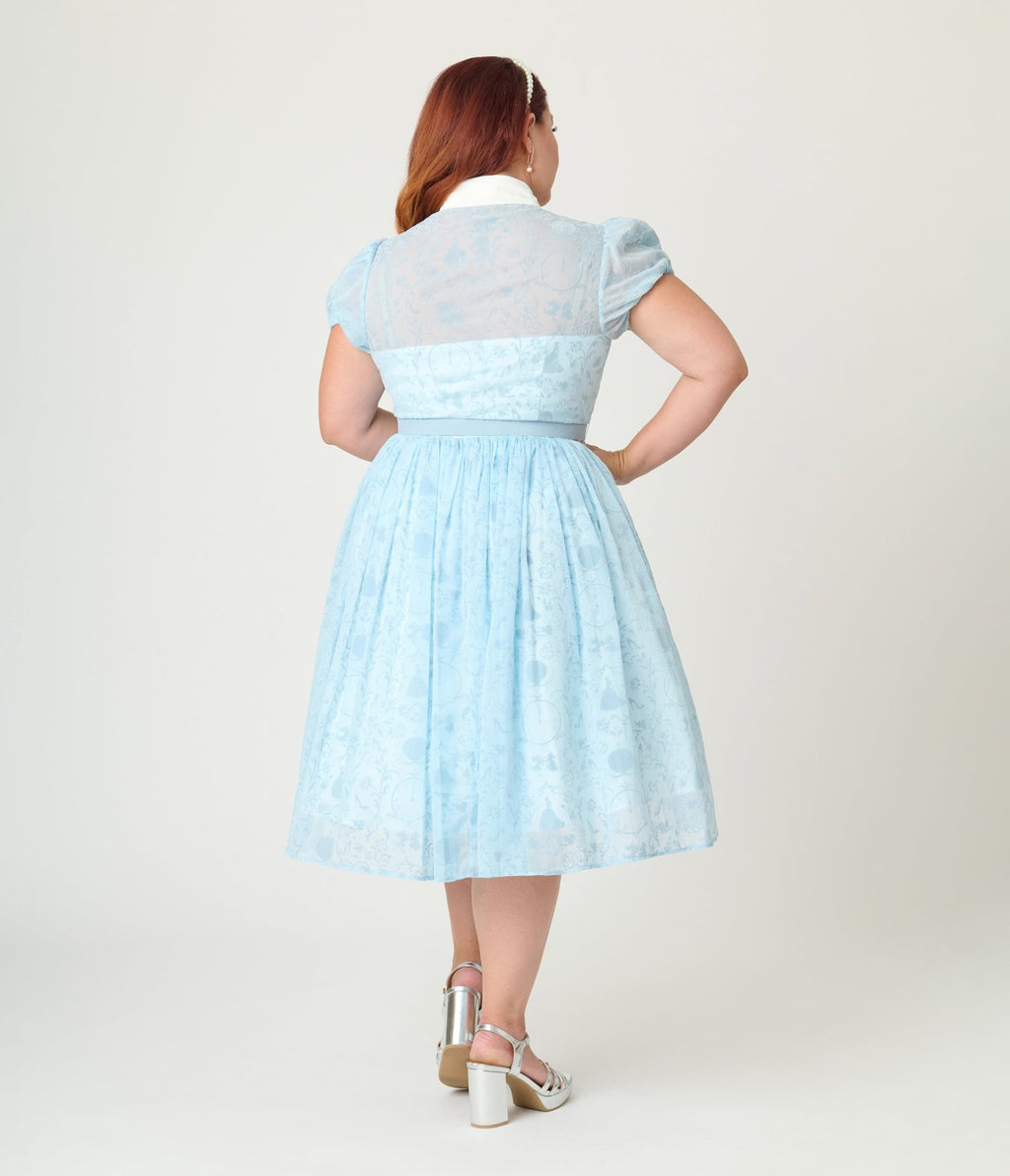 Disney's Cinderella Collection by Unique Vintage Plus Clock Strikes Midnight Blue Swing Dress - Unique Vintage - Womens DRESS