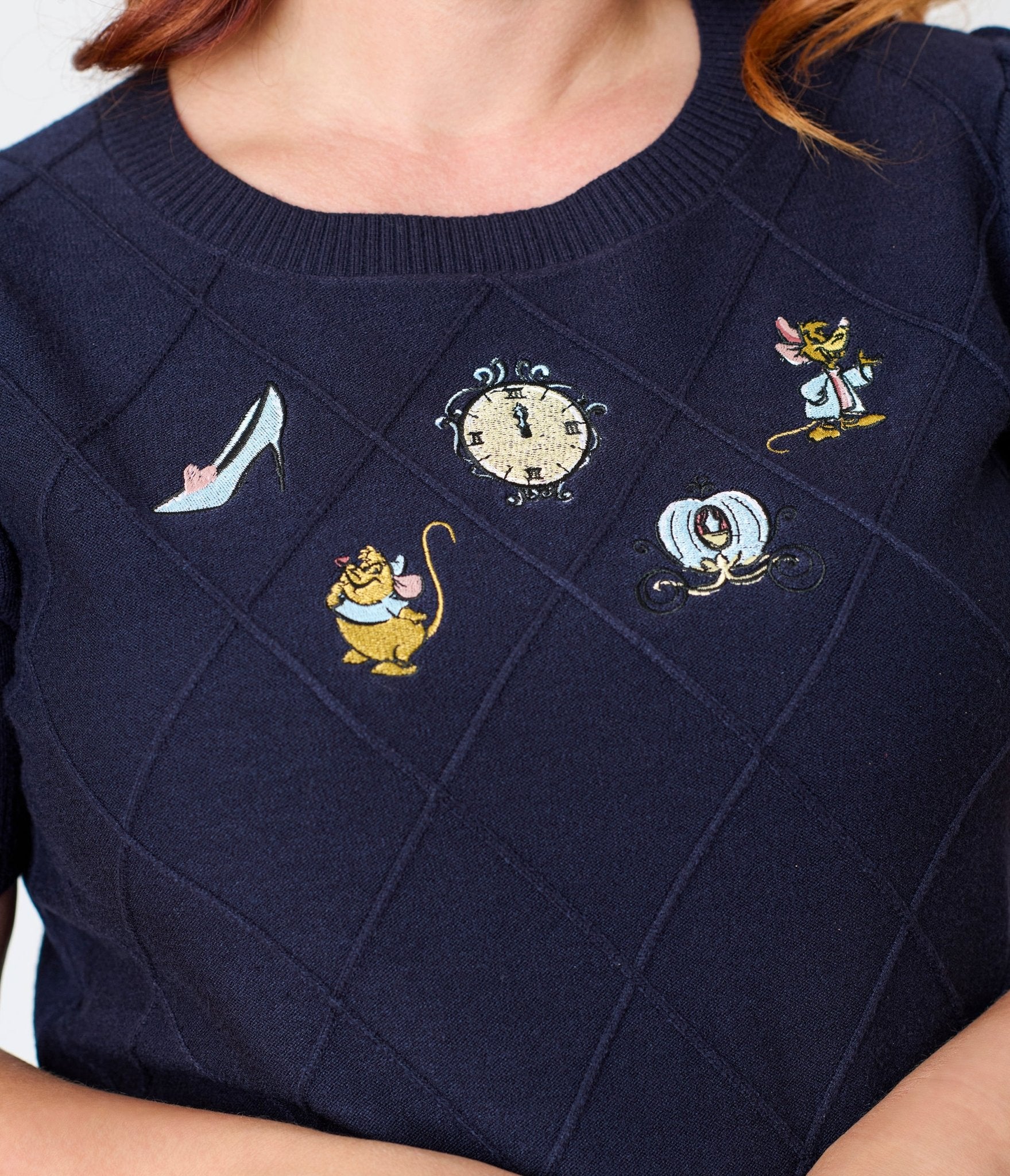 Disney's Cinderella Collection by Unique Vintage Plus Navy Cinderella Icons Sweater - Unique Vintage - Womens, TOPS, SWEATERS
