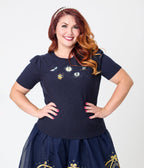 Disney's Cinderella Collection by Unique Vintage Plus Navy Cinderella Icons Sweater - Unique Vintage - Womens, TOPS, SWEATERS