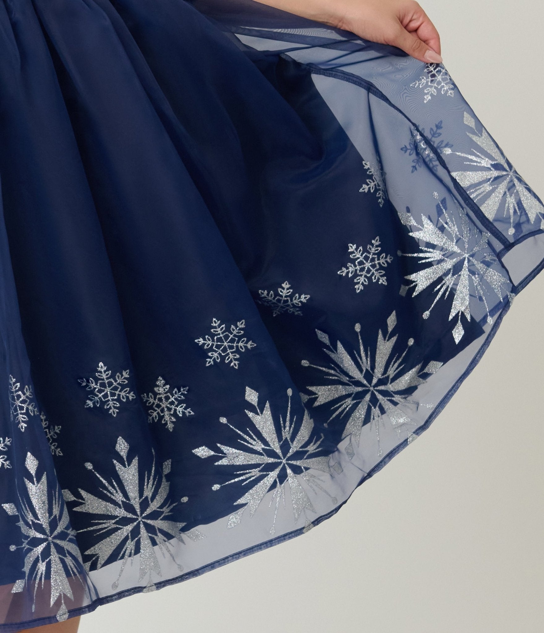 Disney's Frozen Collection by Unique Vintage Blue Velvet & Glitter Snow Marceline Swing Dress - Unique Vintage - Womens, DRESSES, SWING