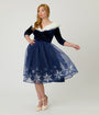 Disney's Frozen Collection by Unique Vintage Blue Velvet & Glitter Snow Marceline Swing Dress