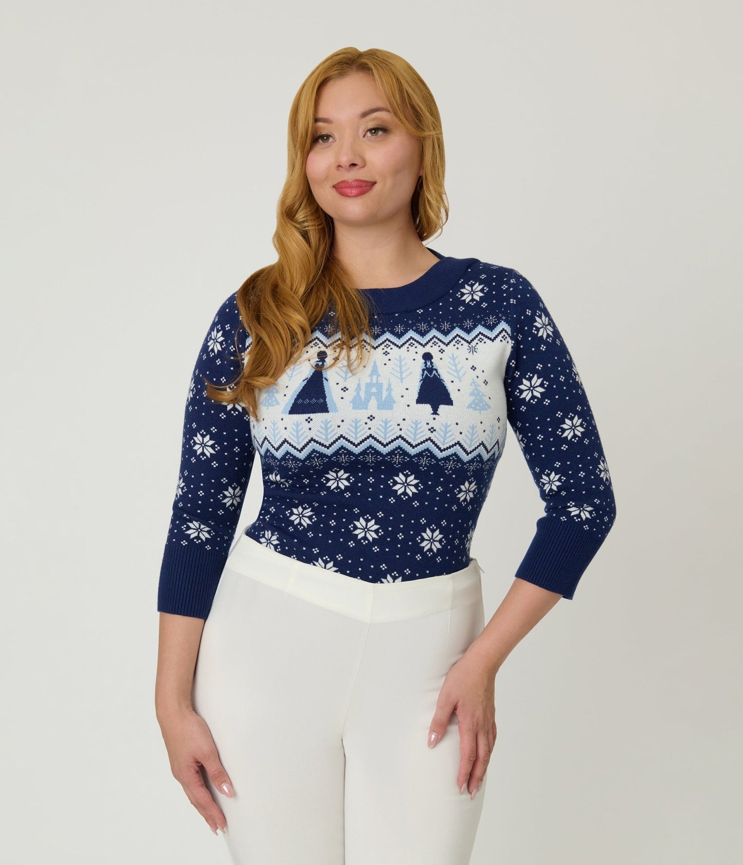 Disney's Frozen Collection by Unique Vintage Elsa & Anna Fair Isle Minou Sweater - Unique Vintage - Womens, TOPS, SWEATERS