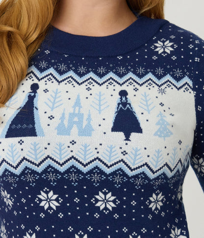 Disney's Frozen Collection by Unique Vintage Elsa & Anna Fair Isle Minou Sweater - Unique Vintage - Womens, TOPS, SWEATERS