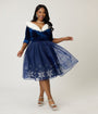Disney's Frozen Collection by Unique Vintage Plus Size Blue Velvet & Glitter Snow Marceline Swing Dress