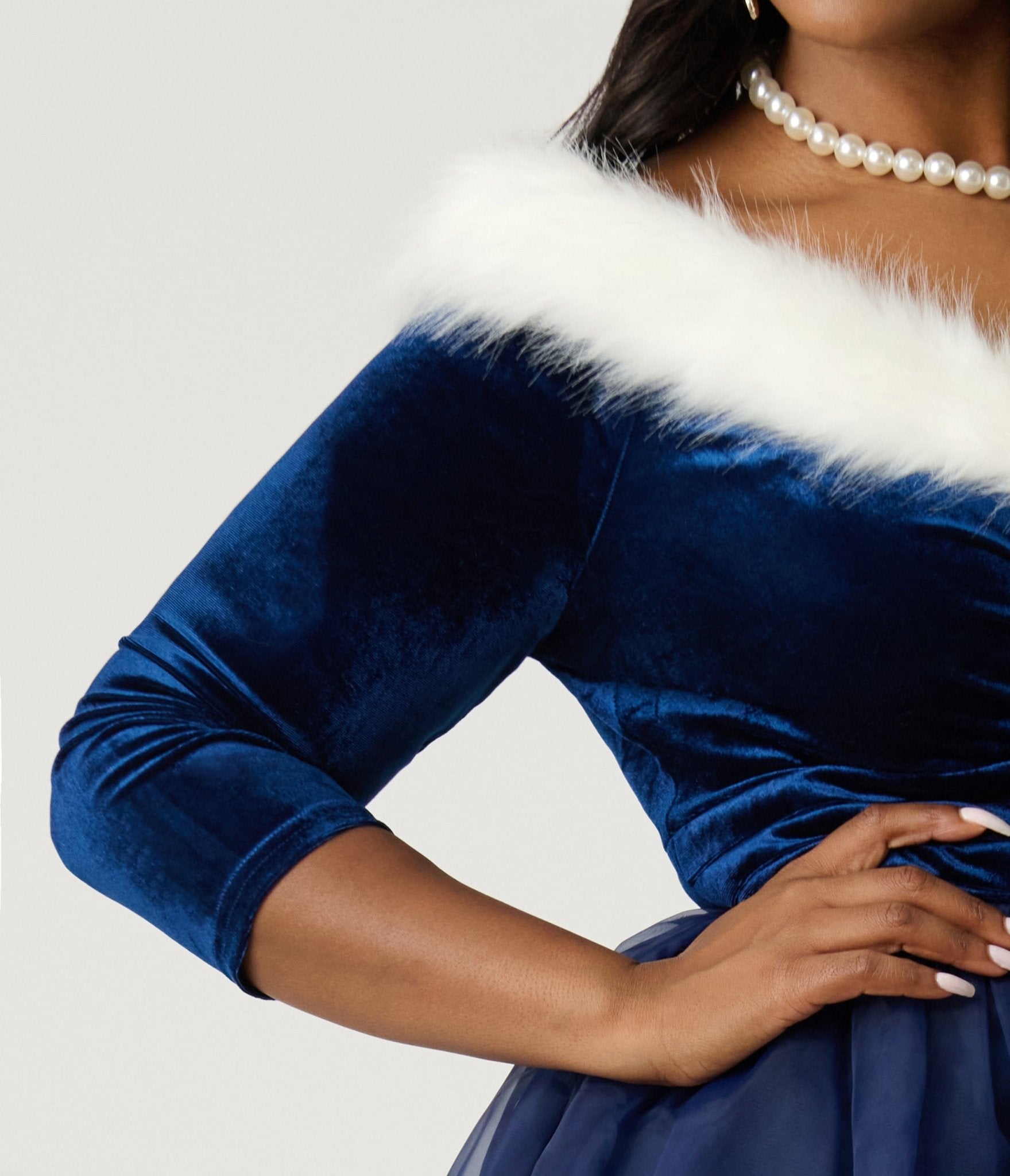 Disney's Frozen Collection by Unique Vintage Plus Size Blue Velvet & Glitter Snow Marceline Swing Dress