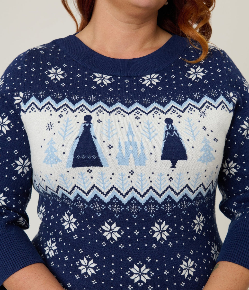 Disney's Frozen Collection by Unique Vintage Plus Size Elsa & Anna Fair Isle Minou Sweater - Unique Vintage - Womens, TOPS, SWEATERS