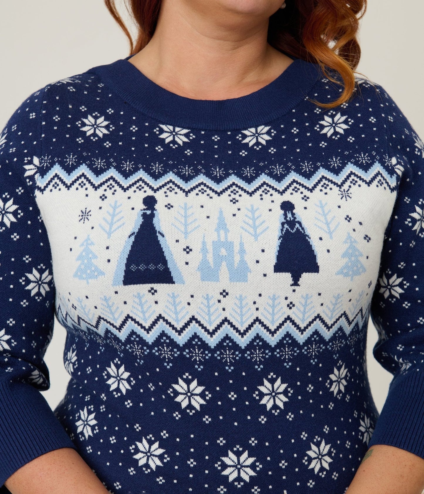 Disney's Frozen Collection by Unique Vintage Plus Size Elsa & Anna Fair Isle Minou Sweater - Unique Vintage - Womens, TOPS, SWEATERS