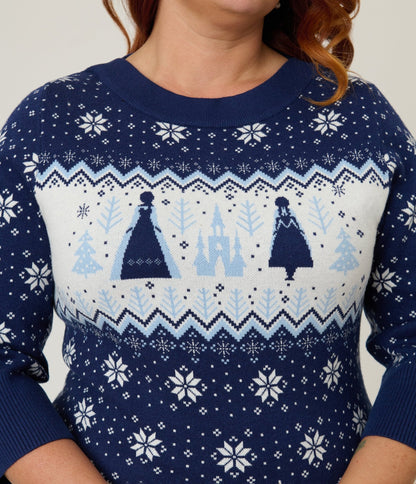 Disney's Frozen Collection by Unique Vintage Plus Size Elsa & Anna Fair Isle Minou Sweater - Unique Vintage - Womens, TOPS, SWEATERS