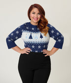 Disney's Frozen Collection by Unique Vintage Plus Size Elsa & Anna Fair Isle Minou Sweater - Unique Vintage - Womens, TOPS, SWEATERS