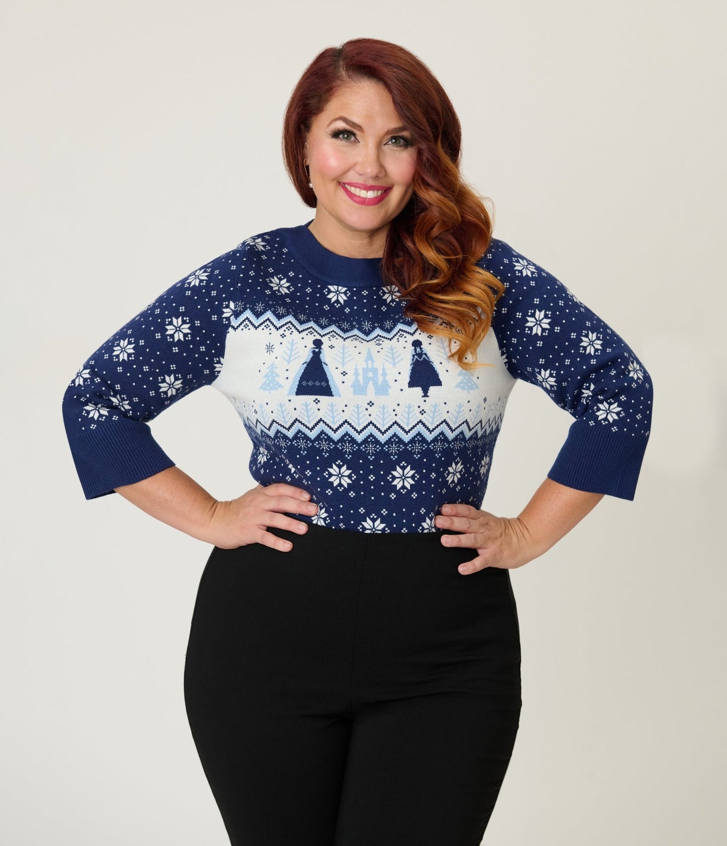 Disney's Frozen Collection by Unique Vintage Plus Size Elsa & Anna Fair Isle Minou Sweater - Unique Vintage - Womens, TOPS, SWEATERS