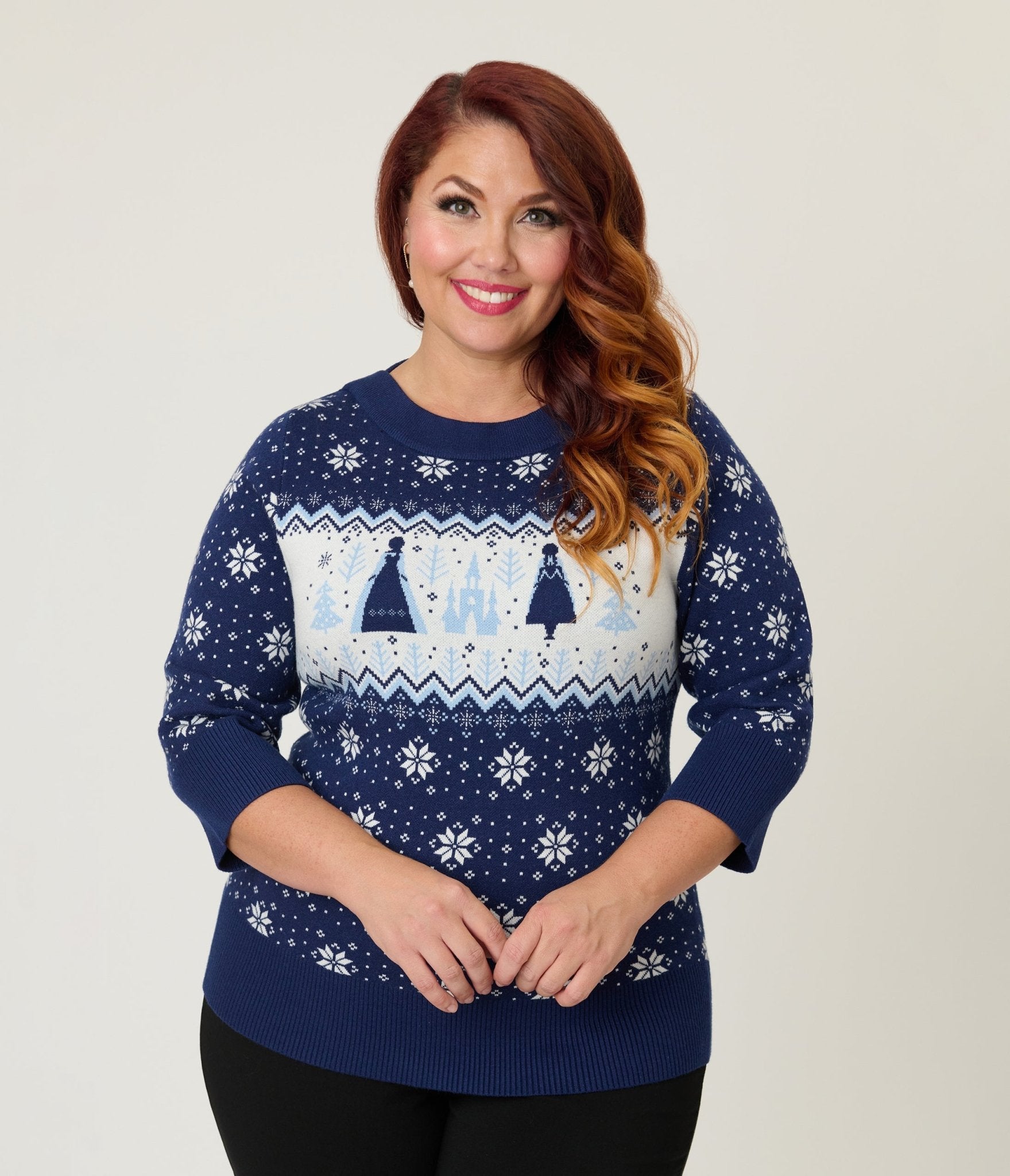 Disney's Frozen Collection by Unique Vintage Plus Size Elsa & Anna Fair Isle Minou Sweater - Unique Vintage - Womens, TOPS, SWEATERS