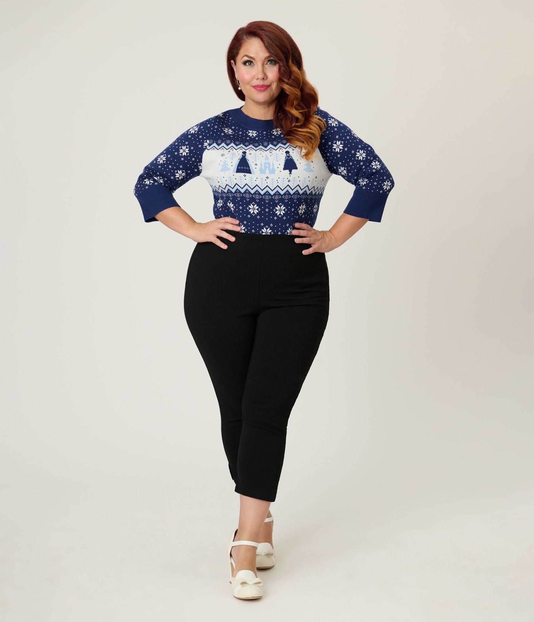 Disney's Frozen Collection by Unique Vintage Plus Size Elsa & Anna Fair Isle Minou Sweater - Unique Vintage - Womens, TOPS, SWEATERS