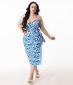 Disney's Lilo & Stitch Collection by Unique Vintage Plus Blue Stitch Print Sarong Dress - Unique Vintage - Womens, DRESSES