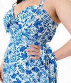 Disney's Lilo & Stitch Collection by Unique Vintage Plus Blue Stitch Print Sarong Dress - Unique Vintage - Womens, DRESSES