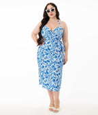 Disney's Lilo & Stitch Collection by Unique Vintage Plus Blue Stitch Print Sarong Dress - Unique Vintage - Womens, DRESSES