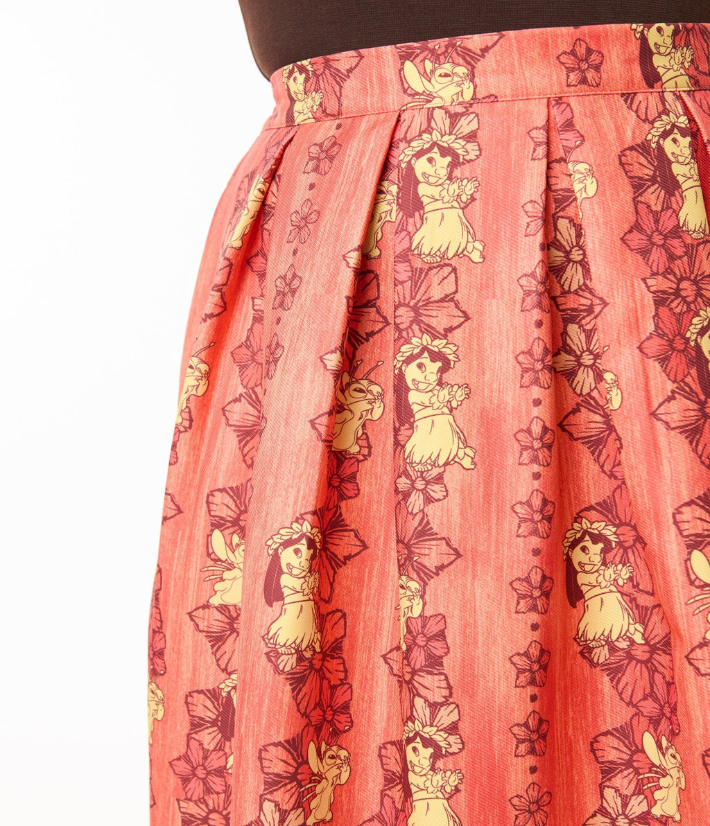 Disney's Lilo & Stitch Collection by Unique Vintage Plus Orange & Yellow Hawaiian Print Swing Skirt - Unique Vintage - SKIRTS