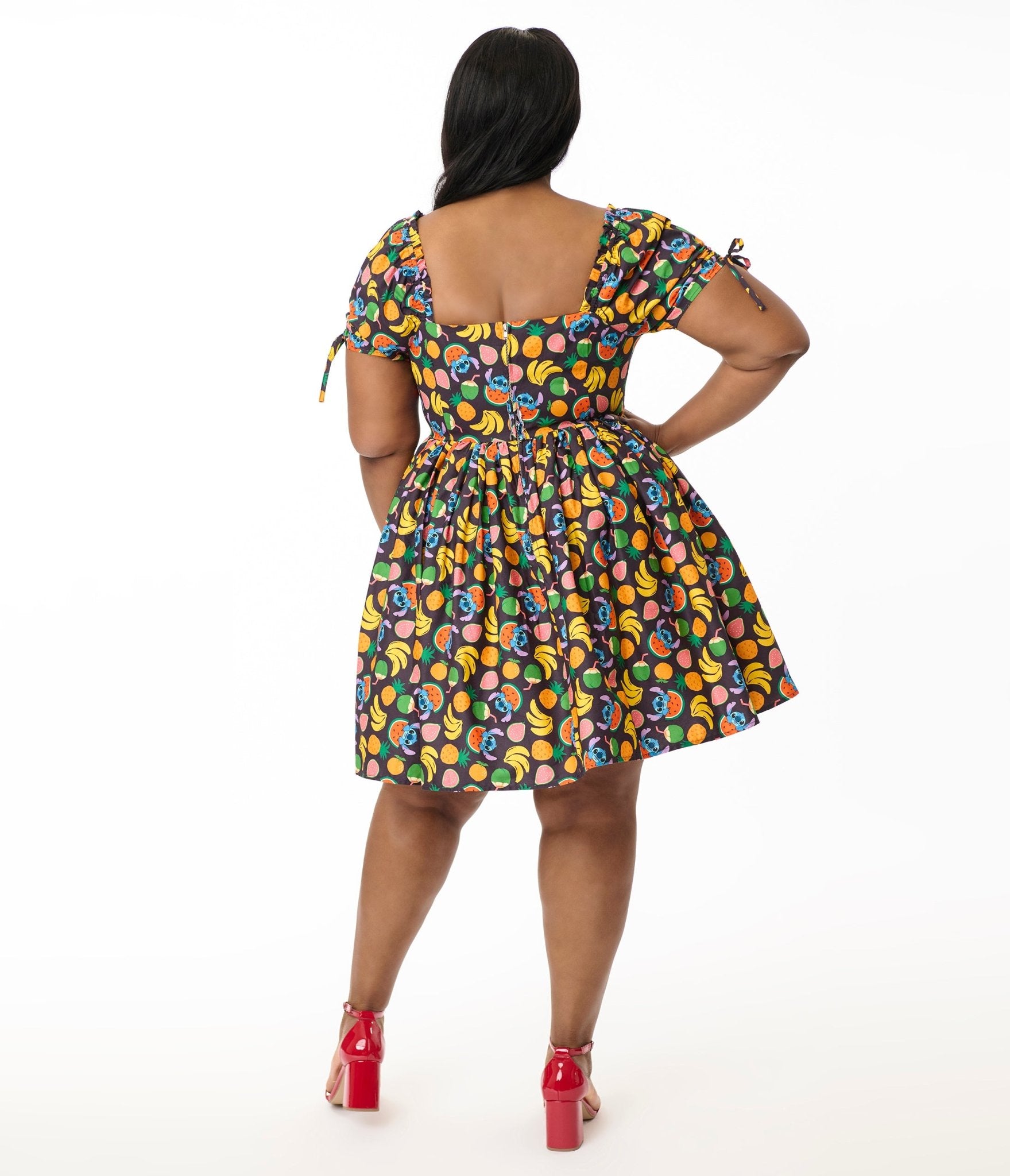 Disney's Lilo & Stitch Collection by Unique Vintage Plus Stitch Fruit Print Swing Dress - Unique Vintage - Womens, FLARE
