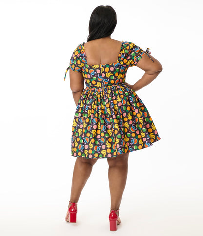 Disney's Lilo & Stitch Collection by Unique Vintage Plus Stitch Fruit Print Swing Dress - Unique Vintage - Womens, FLARE