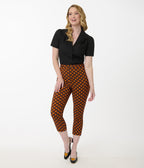 Disney's Mickey & Friends Collection by Unique Vintage Orange & Black Mickey Gingham Capri Pants - Unique Vintage - Womens, BOTTOMS, PANTS