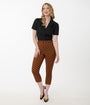 Disney's Mickey & Friends Collection by Unique Vintage Orange & Black Mickey Gingham Capri Pants