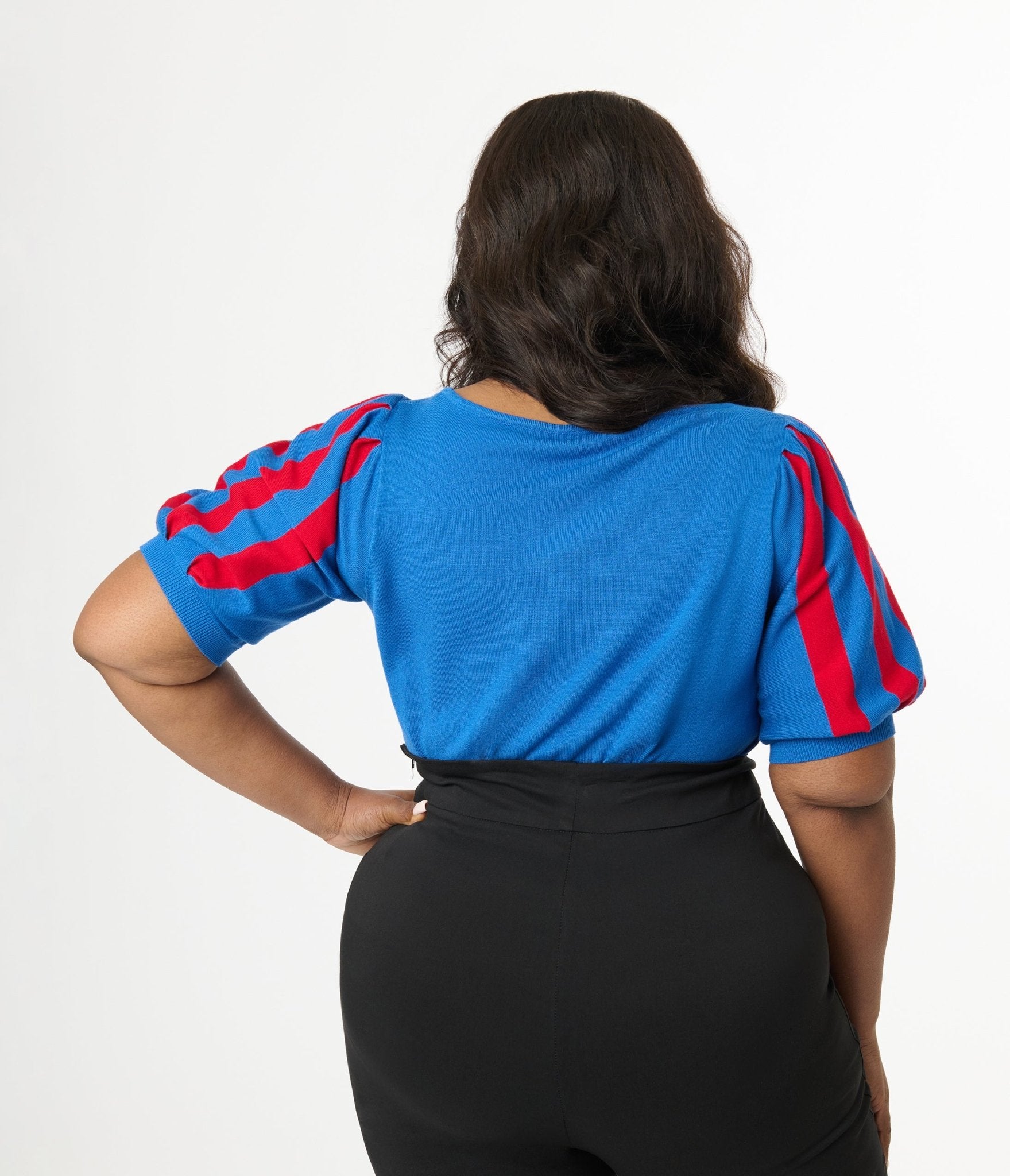 Disney's Snow White Collection by Unique Vintage Plus Size Royal Blue & Red Short Sleeve Sweater - Unique Vintage -  SWEATERS