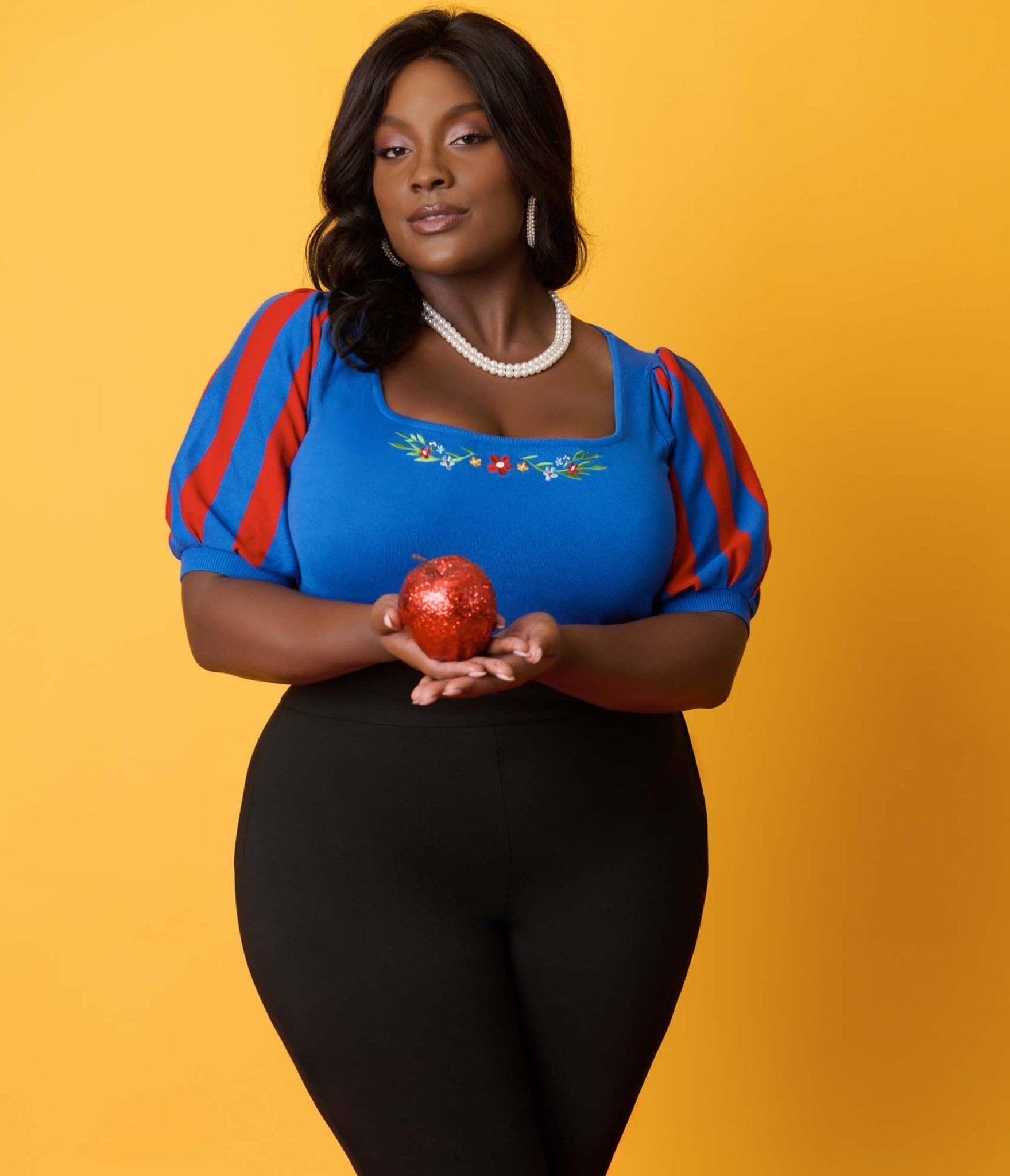 Disney's Snow White Collection by Unique Vintage Plus Size Royal Blue & Red Short Sleeve Sweater - Unique Vintage -  SWEATERS