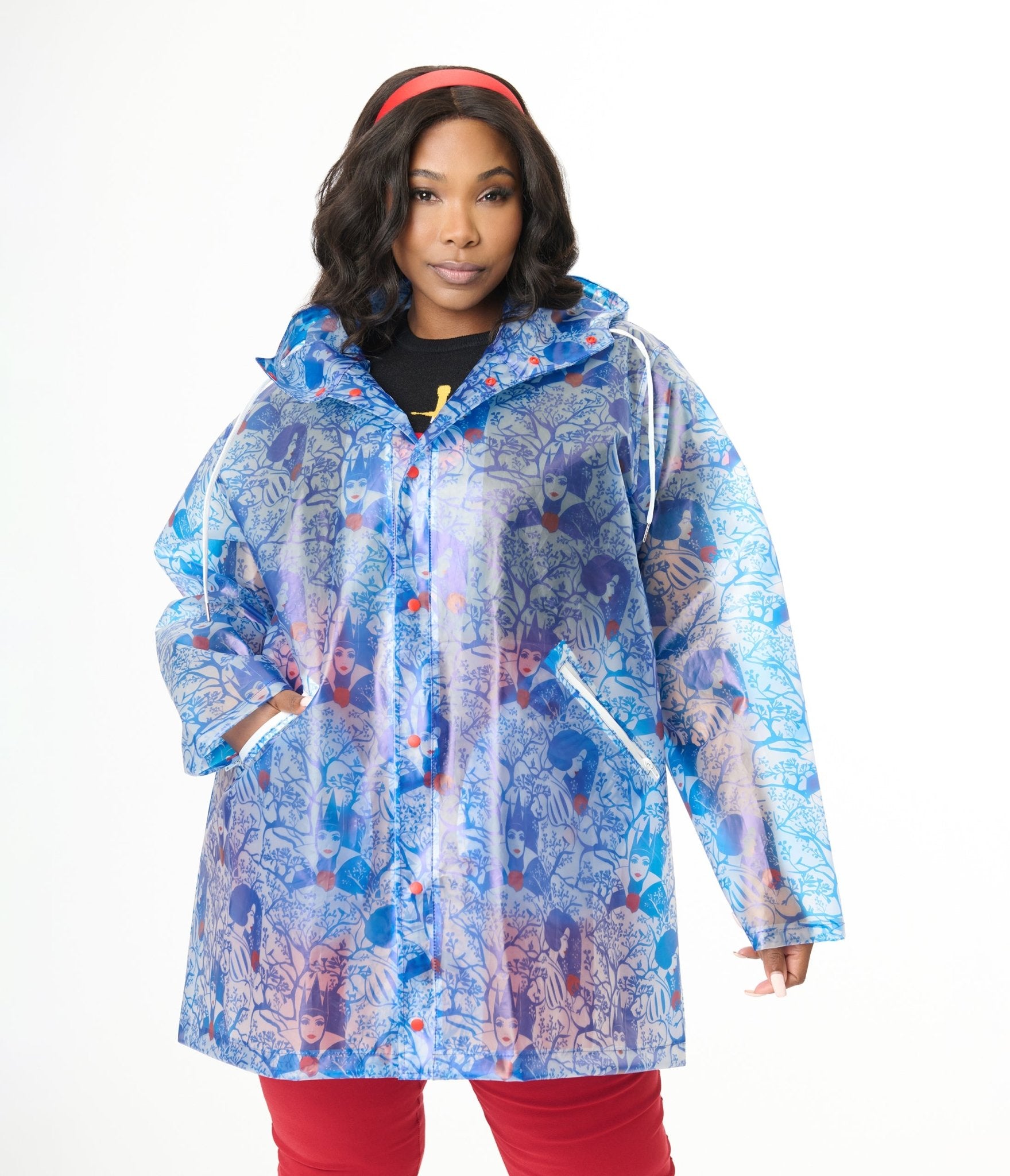 Disney's Snow White Collection by Unique Vintage Plus Size Snow White Print Hooded Raincoat - Unique Vintage - OUTERWEAR