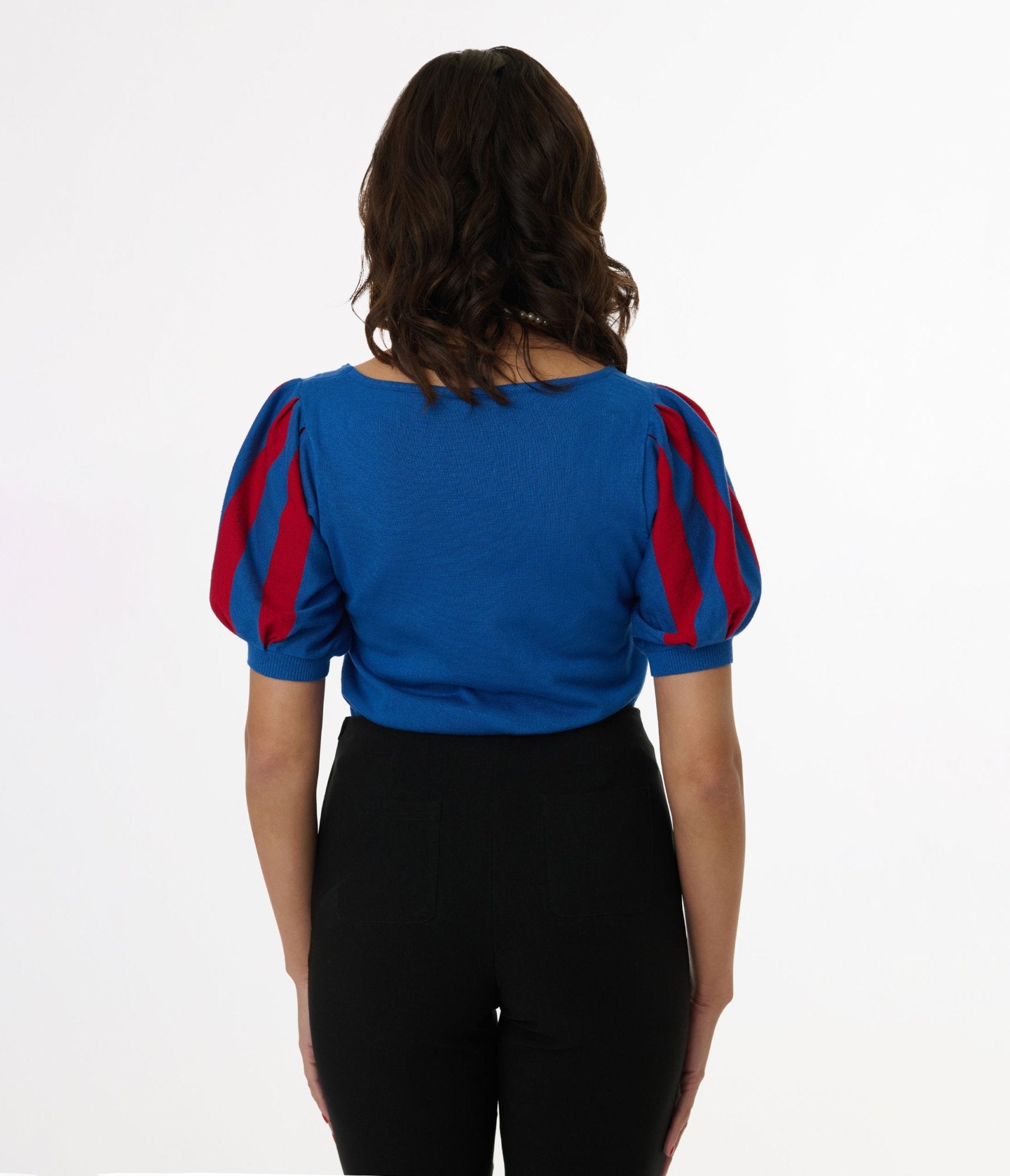 Disney's Snow White Collection by Unique Vintage Royal Blue & Red Short Sleeve Sweater - Unique Vintage - Womens, SWEATERS