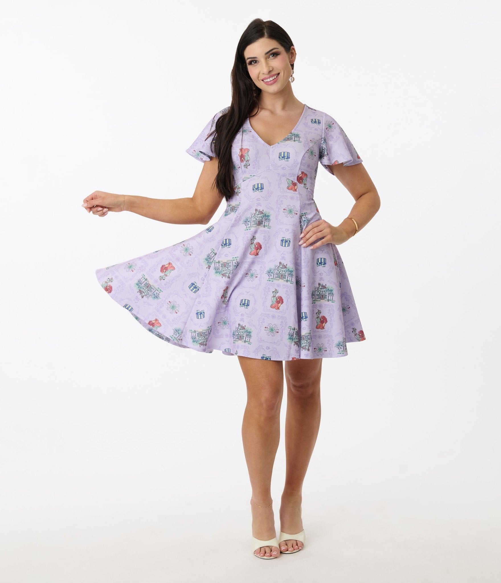 Disney's The Lady & The Tramp by Unique Vintage Lavender Lady & Tramp Flare Dress - Unique Vintage - Womens, DRESSES, FLARE