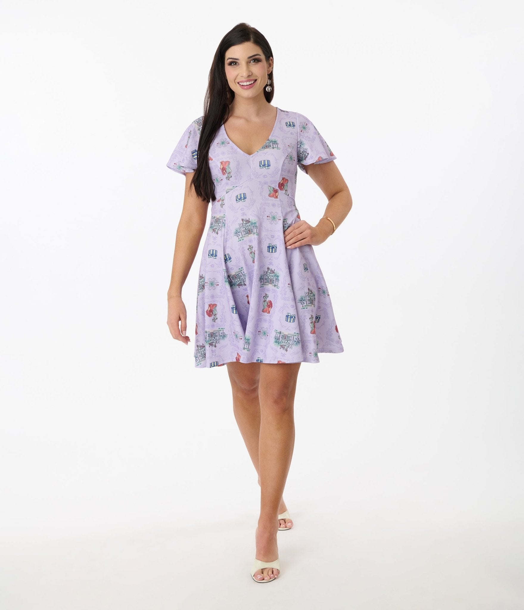 Disney's The Lady & The Tramp by Unique Vintage Lavender Lady & Tramp Flare Dress - Unique Vintage - Womens, DRESSES, FLARE